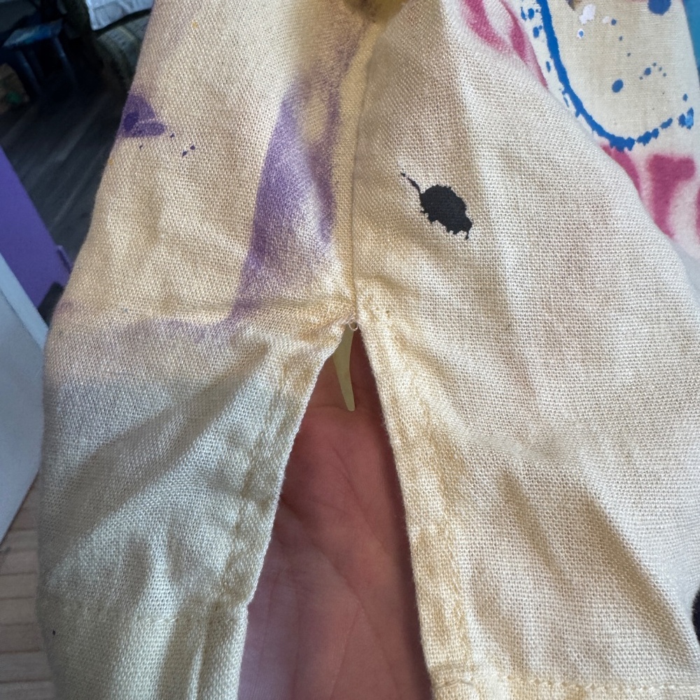 Flash sale! Hand-Painted upcycled Graffiti Linen Blend Streetwear Pants - Large - Picture 8 of 11